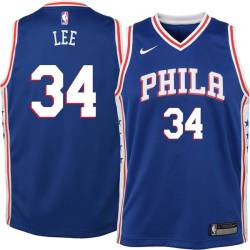 Blue Clyde Lee Twill Basketball Jersey -76ers #34 Lee Twill Jerseys, FREE SHIPPING