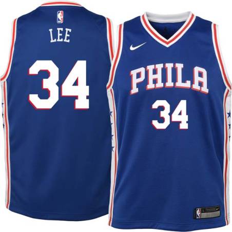 Blue Clyde Lee Twill Basketball Jersey -76ers #34 Lee Twill Jerseys, FREE SHIPPING