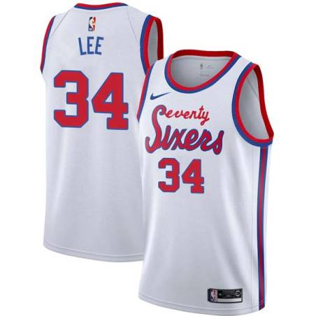 White Classic Clyde Lee Twill Basketball Jersey -76ers #34 Lee Twill Jerseys, FREE SHIPPING