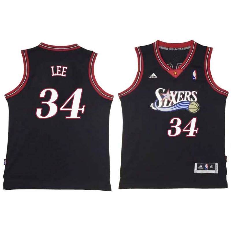 Black Throwback Clyde Lee Twill Basketball Jersey -76ers #34 Lee Twill Jerseys, FREE SHIPPING