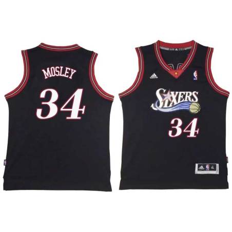 Black Throwback Glenn Mosley Twill Basketball Jersey -76ers #34 Mosley Twill Jerseys, FREE SHIPPING