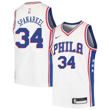 White Jim Spanarkel Twill Basketball Jersey -76ers #34 Spanarkel Twill Jerseys, FREE SHIPPING