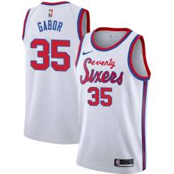 White Classic Bill Gabor Twill Basketball Jersey -76ers #35 Gabor Twill Jerseys, FREE SHIPPING