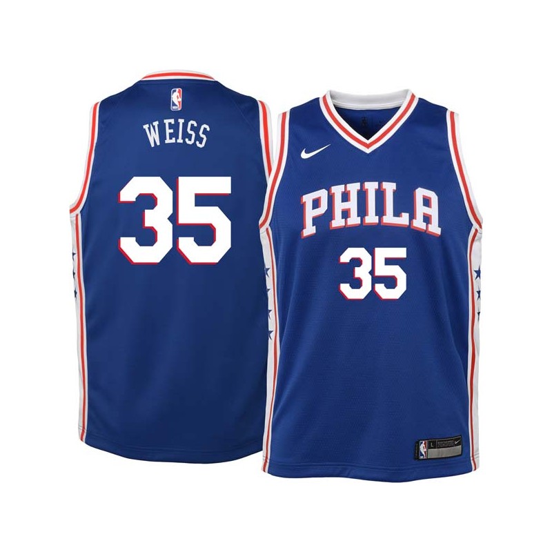 Blue Bob Weiss Twill Basketball Jersey -76ers #35 Weiss Twill Jerseys, FREE SHIPPING