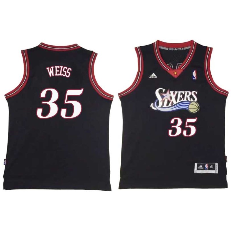 Black Throwback Bob Weiss Twill Basketball Jersey -76ers #35 Weiss Twill Jerseys, FREE SHIPPING