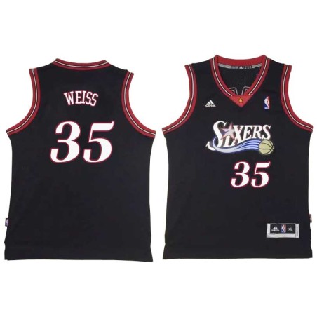 Black Throwback Bob Weiss Twill Basketball Jersey -76ers #35 Weiss Twill Jerseys, FREE SHIPPING