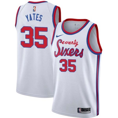 White Classic Barry Yates Twill Basketball Jersey -76ers #35 Yates Twill Jerseys, FREE SHIPPING