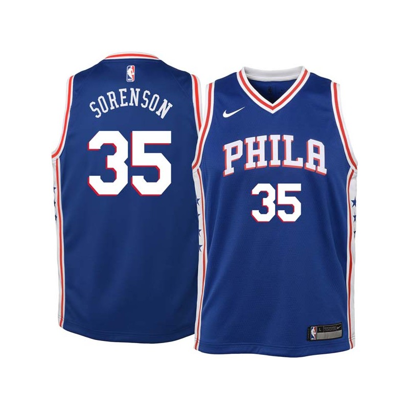 Blue Dave Sorenson Twill Basketball Jersey -76ers #35 Sorenson Twill Jerseys, FREE SHIPPING