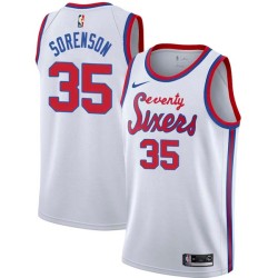 White Classic Dave Sorenson Twill Basketball Jersey -76ers #35 Sorenson Twill Jerseys, FREE SHIPPING