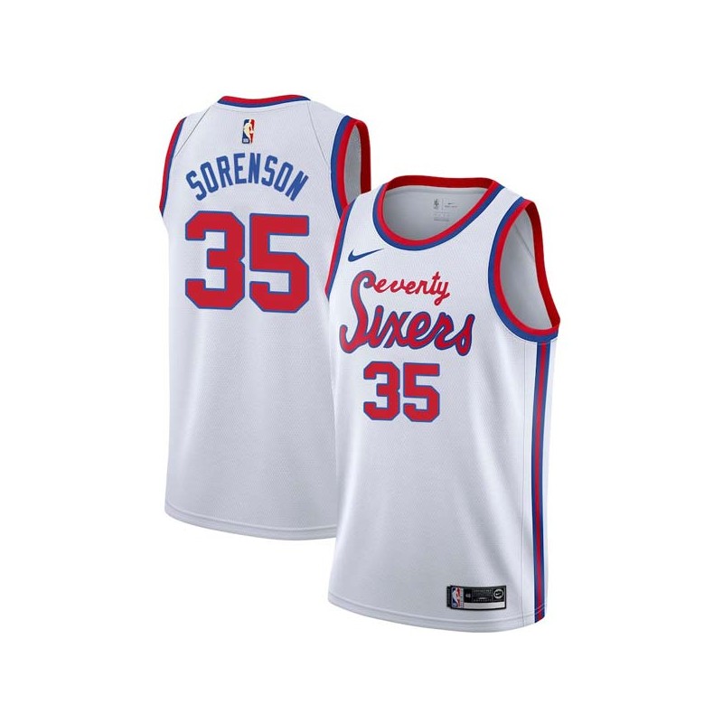 White Classic Dave Sorenson Twill Basketball Jersey -76ers #35 Sorenson Twill Jerseys, FREE SHIPPING