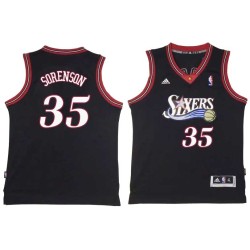 Black Throwback Dave Sorenson Twill Basketball Jersey -76ers #35 Sorenson Twill Jerseys, FREE SHIPPING