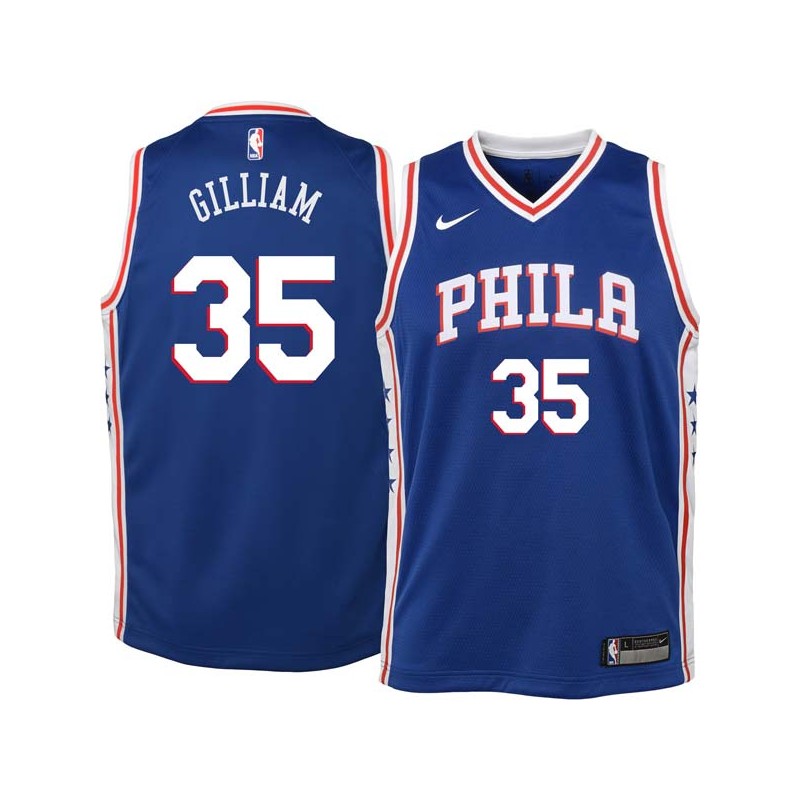 Blue Armen Gilliam Twill Basketball Jersey -76ers #35 Gilliam Twill Jerseys, FREE SHIPPING