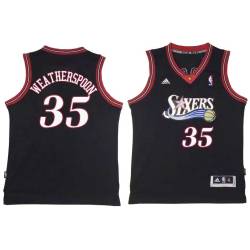 Black Throwback Clarence Weatherspoon Twill Basketball Jersey -76ers #35 Weatherspoon Twill Jerseys, FREE SHIPPING