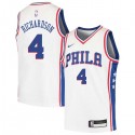 White Clint Richardson Twill Basketball Jersey -76ers #4 Richardson Twill Jerseys, FREE SHIPPING