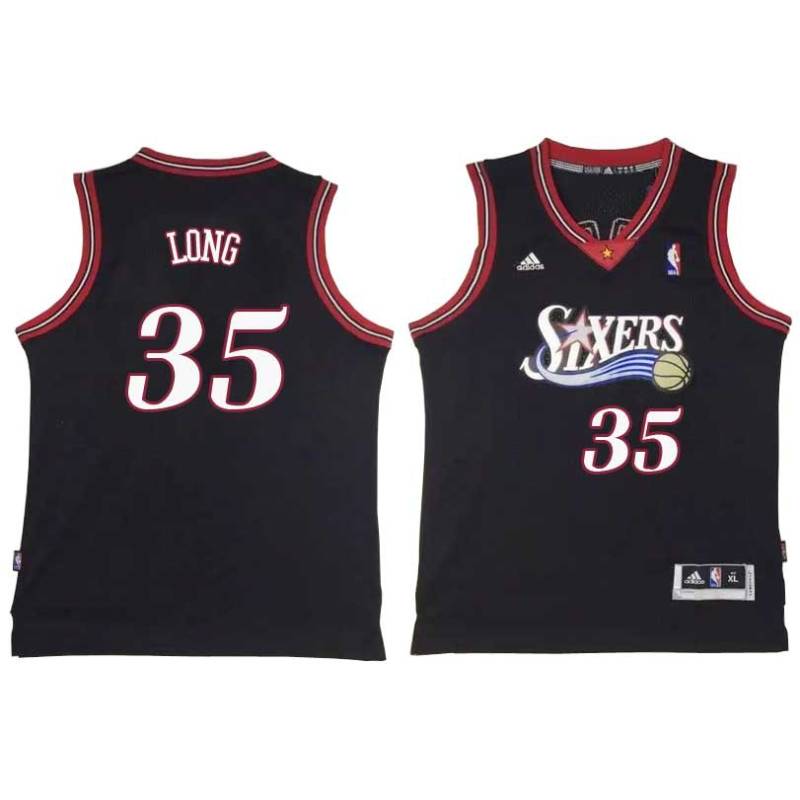 Black Throwback Art Long Twill Basketball Jersey -76ers #35 Long Twill Jerseys, FREE SHIPPING