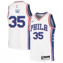 White Deng Gai Twill Basketball Jersey -76ers #35 Gai Twill Jerseys, FREE SHIPPING