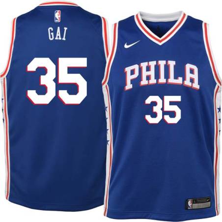 Blue Deng Gai Twill Basketball Jersey -76ers #35 Gai Twill Jerseys, FREE SHIPPING