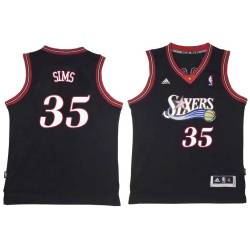 Black Throwback Henry Sims Twill Basketball Jersey -76ers #35 Sims Twill Jerseys, FREE SHIPPING