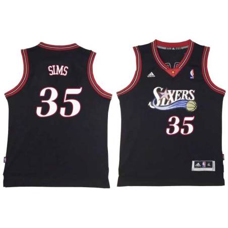 Black Throwback Henry Sims Twill Basketball Jersey -76ers #35 Sims Twill Jerseys, FREE SHIPPING