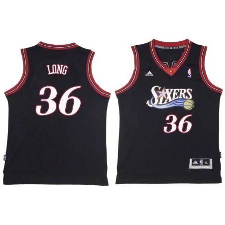 Black Throwback Shawn Long Twill Basketball Jersey -76ers #36 Long Twill Jerseys, FREE SHIPPING