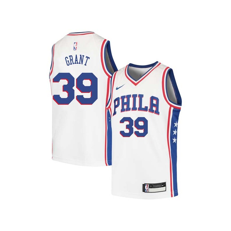 White Jerami Grant Twill Basketball Jersey -76ers #39 Grant Twill Jerseys, FREE SHIPPING