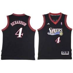 Black Throwback Clint Richardson Twill Basketball Jersey -76ers #4 Richardson Twill Jerseys, FREE SHIPPING