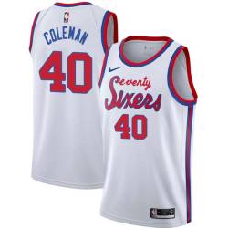 White Classic Ben Coleman Twill Basketball Jersey -76ers #40 Coleman Twill Jerseys, FREE SHIPPING