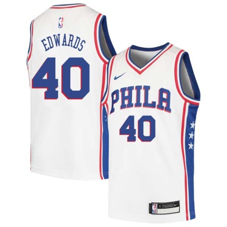 White Bill Edwards Twill Basketball Jersey -76ers #40 Edwards Twill Jerseys, FREE SHIPPING