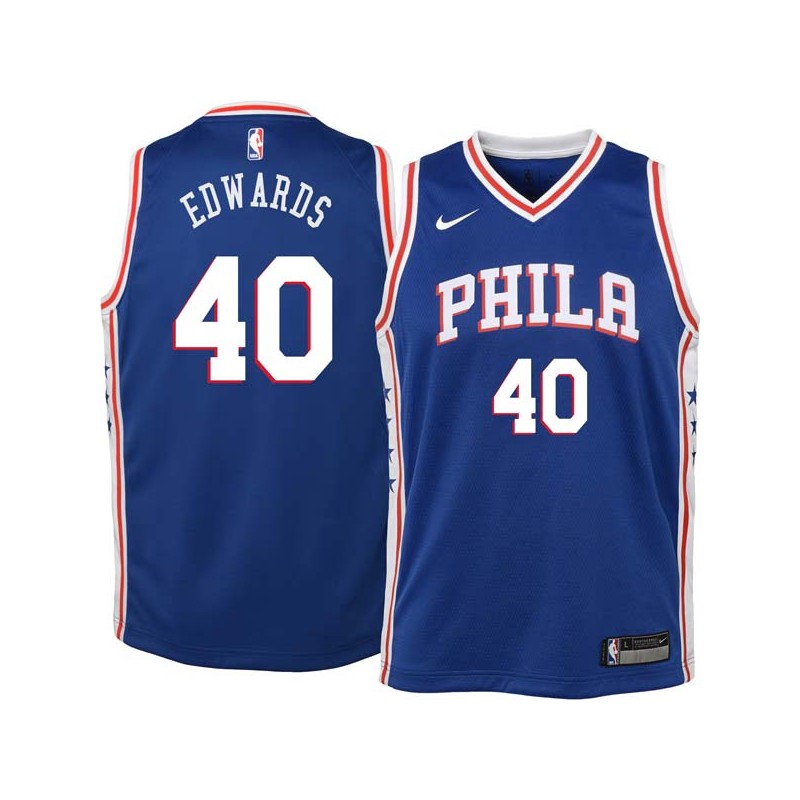 Blue Bill Edwards Twill Basketball Jersey -76ers #40 Edwards Twill Jerseys, FREE SHIPPING