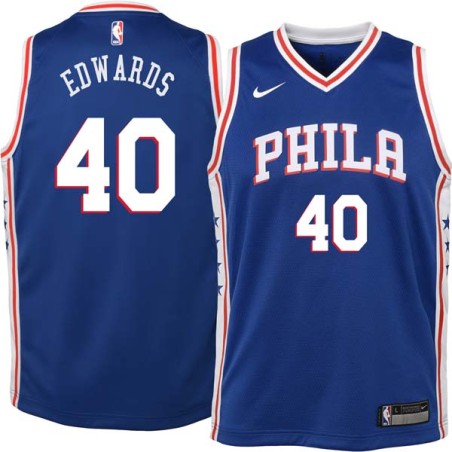 Blue Bill Edwards Twill Basketball Jersey -76ers #40 Edwards Twill Jerseys, FREE SHIPPING