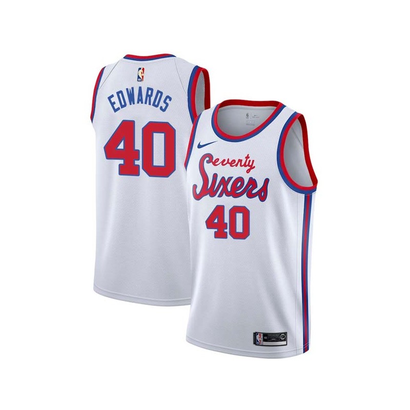 White Classic Bill Edwards Twill Basketball Jersey -76ers #40 Edwards Twill Jerseys, FREE SHIPPING