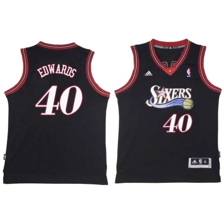 Black Throwback Bill Edwards Twill Basketball Jersey -76ers #40 Edwards Twill Jerseys, FREE SHIPPING