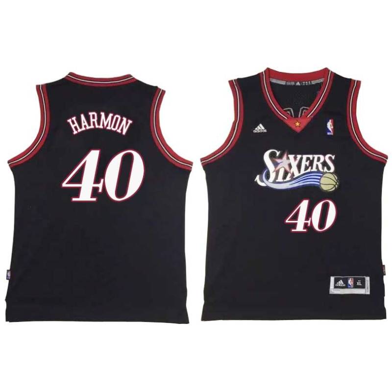 Black Throwback Jerome Harmon Twill Basketball Jersey -76ers #40 Harmon Twill Jerseys, FREE SHIPPING