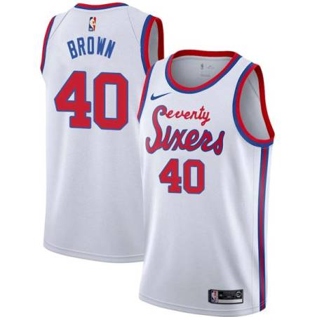 White Classic Mike Brown Twill Basketball Jersey -76ers #40 Brown Twill Jerseys, FREE SHIPPING