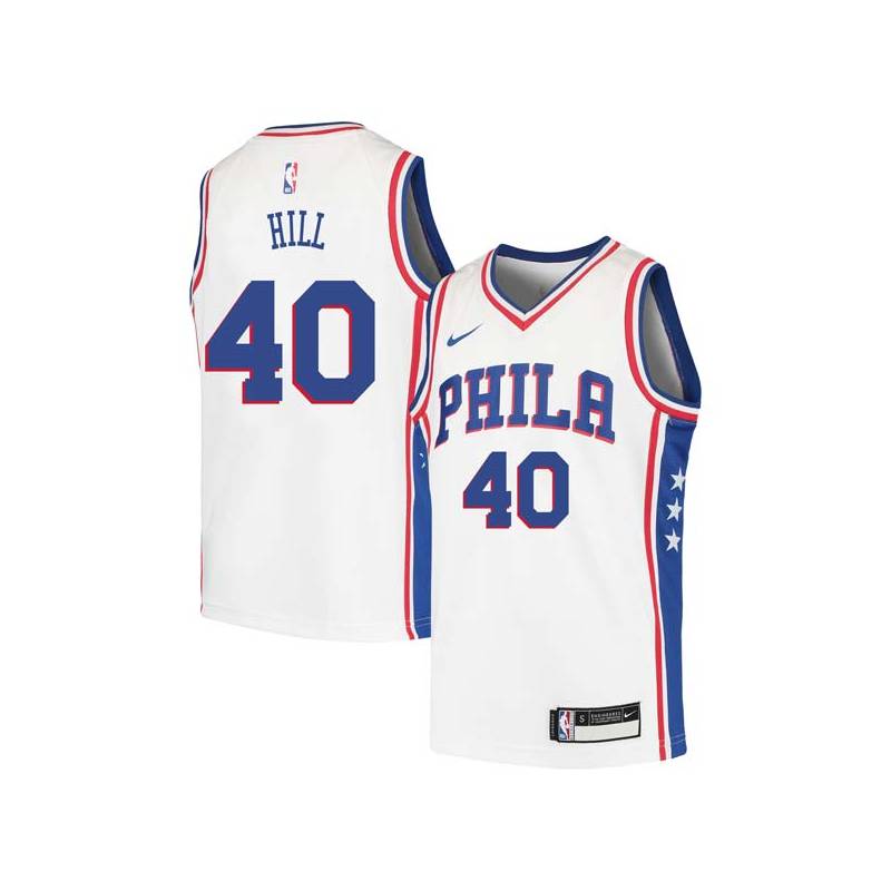 White Tyrone Hill Twill Basketball Jersey -76ers #40 Hill Twill Jerseys, FREE SHIPPING