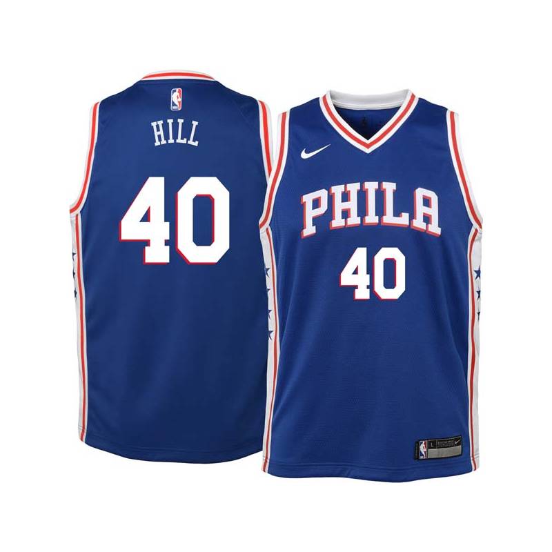 Blue Tyrone Hill Twill Basketball Jersey -76ers #40 Hill Twill Jerseys, FREE SHIPPING