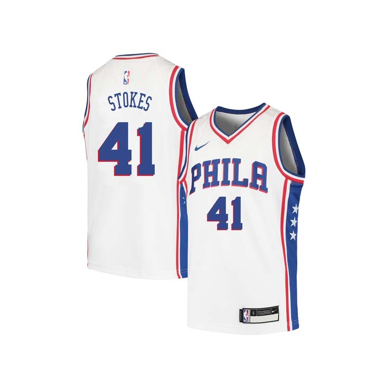 Greg Stokes Twill Basketball Jersey -76ers #41 Stokes Twill Jerseys, FREE SHIPPING