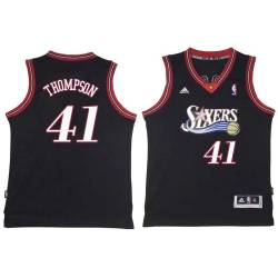 Black Throwback LaSalle Thompson Twill Basketball Jersey -76ers #41 Thompson Twill Jerseys, FREE SHIPPING