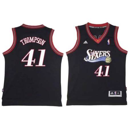 Black Throwback LaSalle Thompson Twill Basketball Jersey -76ers #41 Thompson Twill Jerseys, FREE SHIPPING