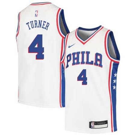 White Andre Turner Twill Basketball Jersey -76ers #4 Turner Twill Jerseys, FREE SHIPPING