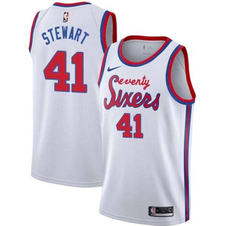 White Classic Kebu Stewart Twill Basketball Jersey -76ers #41 Stewart Twill Jerseys, FREE SHIPPING