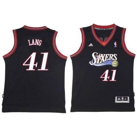 Black Throwback Antonio Lang Twill Basketball Jersey -76ers #41 Lang Twill Jerseys, FREE SHIPPING