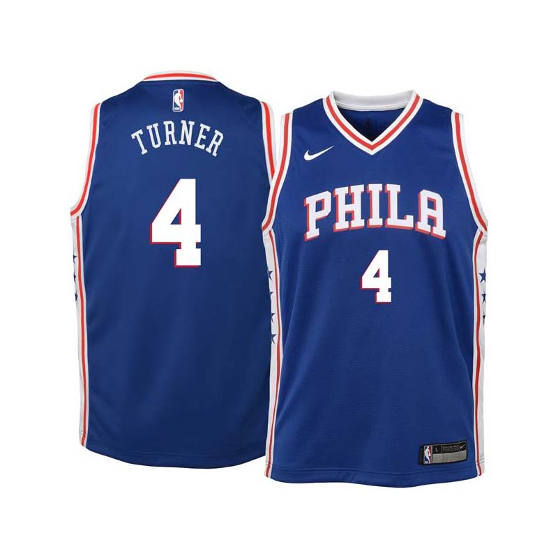 Blue Andre Turner Twill Basketball Jersey -76ers #4 Turner Twill Jerseys, FREE SHIPPING