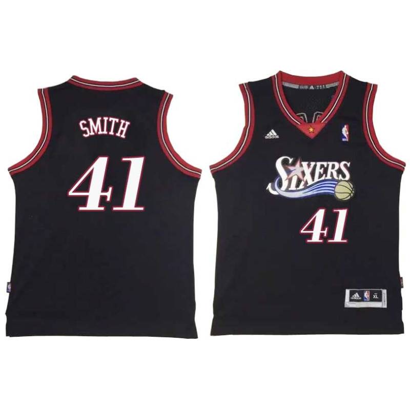 Black Throwback Jabari Smith Twill Basketball Jersey -76ers #41 Smith Twill Jerseys, FREE SHIPPING