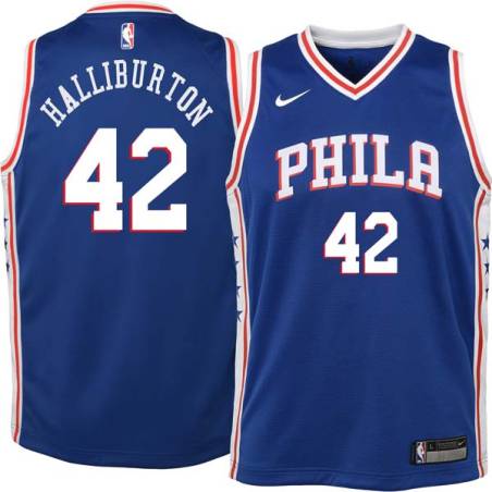 Blue Jeff Halliburton Twill Basketball Jersey -76ers #42 Halliburton Twill Jerseys, FREE SHIPPING