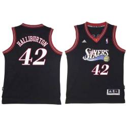 Black Throwback Jeff Halliburton Twill Basketball Jersey -76ers #42 Halliburton Twill Jerseys, FREE SHIPPING