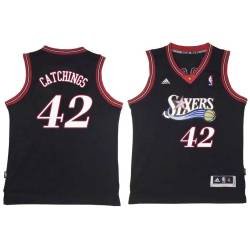 Black Throwback Harvey Catchings Twill Basketball Jersey -76ers #42 Catchings Twill Jerseys, FREE SHIPPING