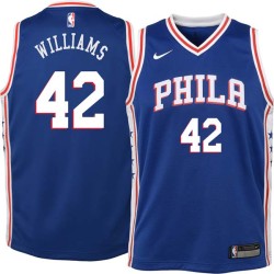 Blue Scott Williams Twill Basketball Jersey -76ers #42 Williams Twill Jerseys, FREE SHIPPING