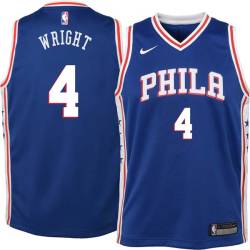 Blue Sharone Wright Twill Basketball Jersey -76ers #4 Wright Twill Jerseys, FREE SHIPPING