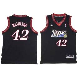 Black Throwback Zendon Hamilton Twill Basketball Jersey -76ers #42 Hamilton Twill Jerseys, FREE SHIPPING